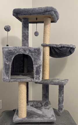 35.4" Multifunction Cat Tree Tower with Hammock, Condo & Scratching Posts (Grey)