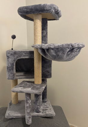 35.4" Multifunction Cat Tree Tower with Hammock, Condo & Scratching Posts (Grey)