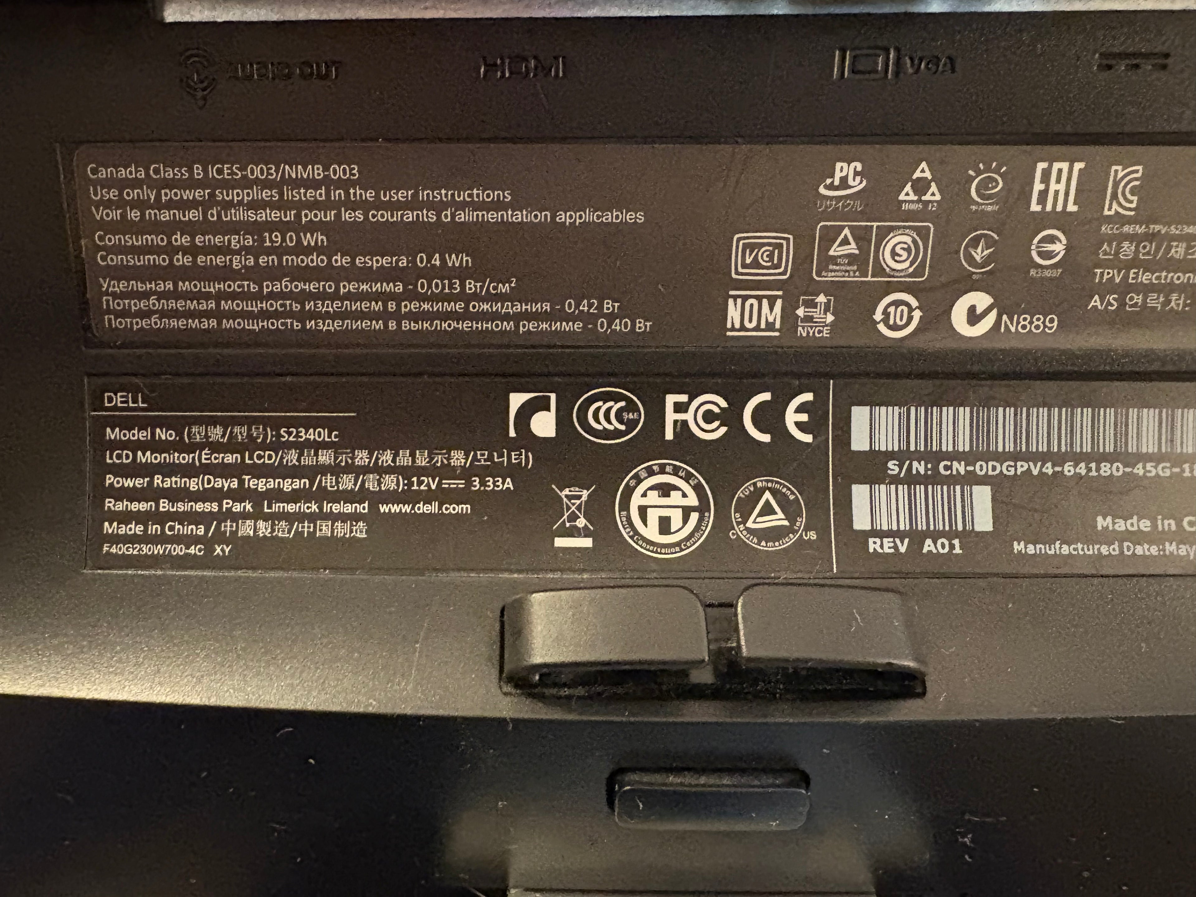 Dell S2340Lc 23” LED Monitor (1080p Full HD)