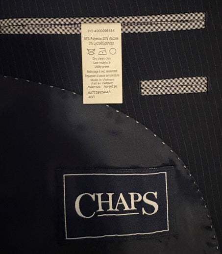 CHAPS Men’s Navy Pinstripe Suit Jacket – Size 48 Regular