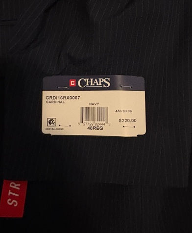 CHAPS Men’s Navy Pinstripe Suit Jacket – Size 48 Regular