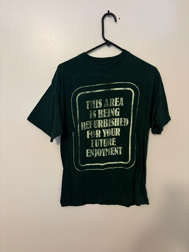 Walt Disney Parks “This Area Is Being Refurbished for Your Future Enjoyment” Tee – Forest Green (Men’s Medium)